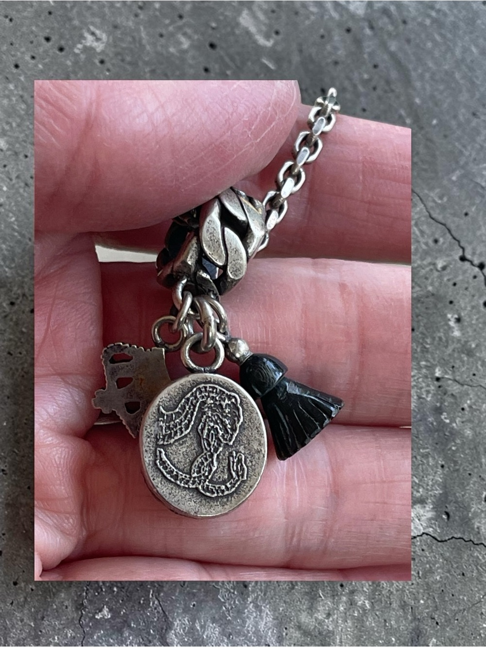 Diesel Successful Living Sterling Silver Multi Charm Necklace - Picture 4 of 8